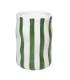 Porte brosse à dents en céramique rayures vert et blanc 8x8x11cm