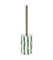 Brosse WC en céramique rayures vert et blanc 10.5x10.5x44cm