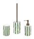 Brosse WC en céramique rayures vert et blanc 10.5x10.5x44cm