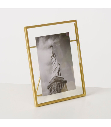 Cadre photo en métal doré et verre transparent 10x15cm