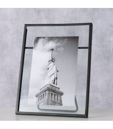 Cadre photo en métal noir et verre transparent 10x15cm
