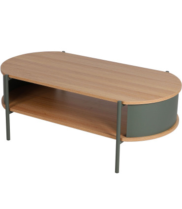 table basse bois métal vert salon