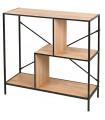 Console 3 plateaux bois et métal noir 80x30x79.5cm