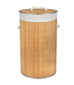 Round Laundry Basket Bamboo 54L 35x35x57cm