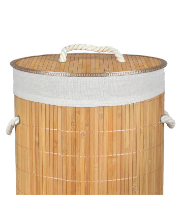 Round Laundry Basket Bamboo 54L 35x35x57cm