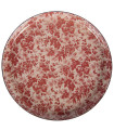Dessous de verre rond métal fleuri rouge et rose 11x11x1cm