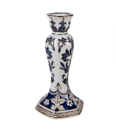 Candlestick blue and white porcelain 11x11x21cm