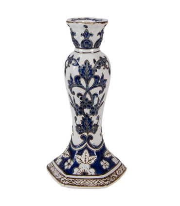 Candlestick blue and white porcelain 11x11x21cm