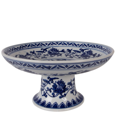 présentoir gâteau porcelaine bleu et blanc