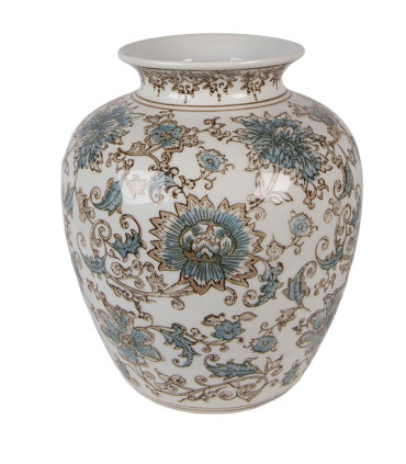 Vase blue and white ceramic 22x22x25cm