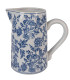 White and blue floral ceramic pitcher