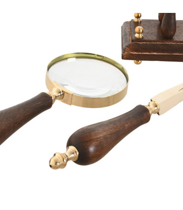 Elegant office accessory mango wood and brass