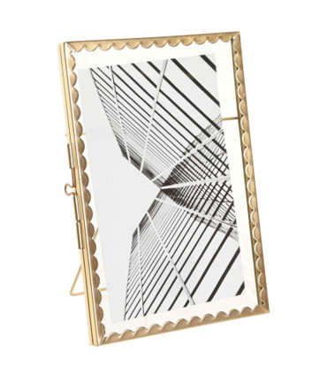 Gold metal and transparent glass photo frame 10x15 cm