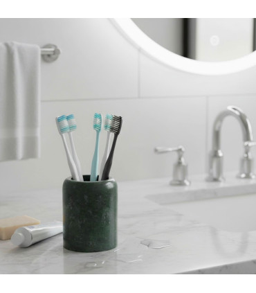 Porte brosse à dents en marbre vert 7.5x7.5x10cm