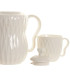 Set de 4 tasses avec théière porcelaine blanche et plateau bambou 28x23x19cm