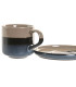 Tasse à café et dessous de tasse porcelaine émaillée bleu et beige 130ml