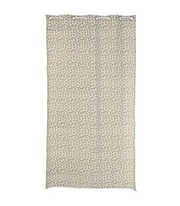 Rideau à œillets coton et jute motif feuillage vert et beige 140×260 cm