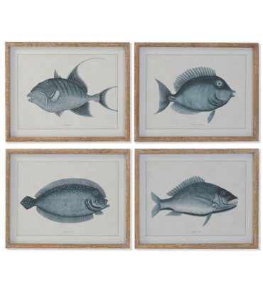 Set de 4 cadres décoratifs poissons 50×3×40 cm pour décoration murale marine