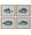 Set de 4 cadres décoratifs poissons 50x3x40cm