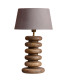Mango wood table lamp with gray lampshade 34x34x53 cm