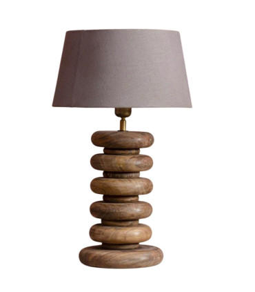 Mango wood table lamp with gray lampshade 34x34x53 cm
