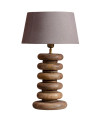 Lampe à poser en bois de mangue et abat-jour gris 34x34x53cm