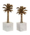 Set of 2 Candle Holders Palms 10x10x26.5cm