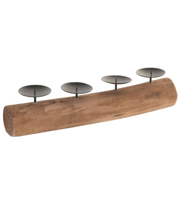 Teak Chandelier and black metal 44.5x8x9cm