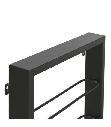 Porte bouteilles mural en métal noir 8 bouteilles 42x6x120cm