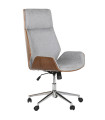 Chaise de bureau bois de noyer et tissu gris dossier haut 60x65.5x118cm