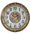 Grande horloge murale ronde avec engrenages en métal doré 80x9.5x80cm