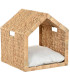 Panier maison pour chien ou chat en jacinthe d'eau tressée 43x43x46cm