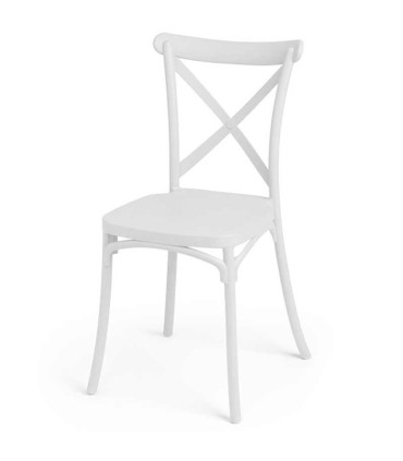 Chaise en plastique blanc bistrot empilable 46x44x82.5cm