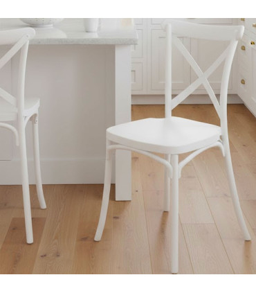 Chaise en plastique blanc bistrot empilable 46x44x82.5cm