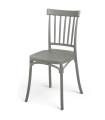 Chaise en plastique gris barreaux empilable 45x42x81.5cm