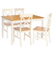 Dining Table Wood + 4 Chairs 118x74x73cm