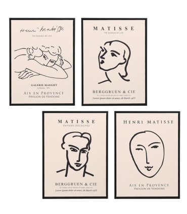 Set of 4 Boards black and white Matisse 30x40cm