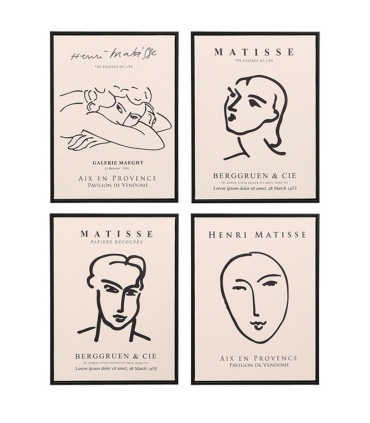 Set of 4 Boards black and white Matisse 30x40cm
