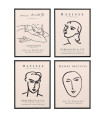 Set of 4 Boards black and white Matisse 30x40cm