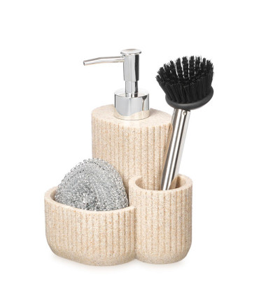 Soap Dispenser with Sponge Holder Polyresin beige 11.5x13x19cm