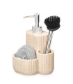 Soap Dispenser with Sponge Holder Polyresin beige 11.5x13x19cm