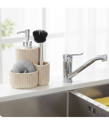 Soap Dispenser with Sponge Holder Polyresin beige 11.5x13x19cm