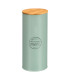 Bocal rond en métal vert avec bouchon bambou spaghetti 12x12x30cm