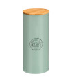Bocal rond en métal vert avec bouchon bambou spaghetti 12x12x30cm