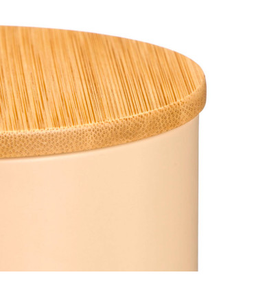 Bocal rond en métal beige avec bouchon bambou spaghetti 12x12x30cm