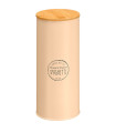 Bocal rond en métal beige avec bouchon bambou spaghetti 12x12x30cm
