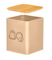 Boîte de rangement pour capsules de café en métal beige 14x14x16.5cm