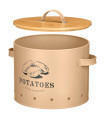 Boîte à pommes de terre en métal beige et bambou 22.5x22.5x22cm
