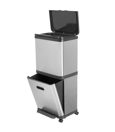 Poubelle de tri double compartiment Inox 25x35x75cm