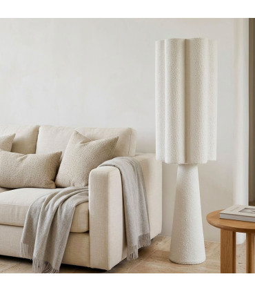 Lampadaire tissu blanc rugueux 30x30x130cm
